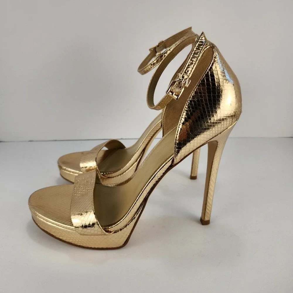 Michael Kors Women's Gold Platform Ankle Strap High Heel Sandals Size 9M